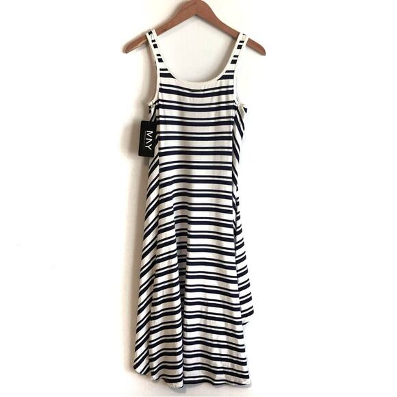 🆕 Marc by Andrew Marc striped high low tank dress navy and white NWT size M - Picture 5 of 10